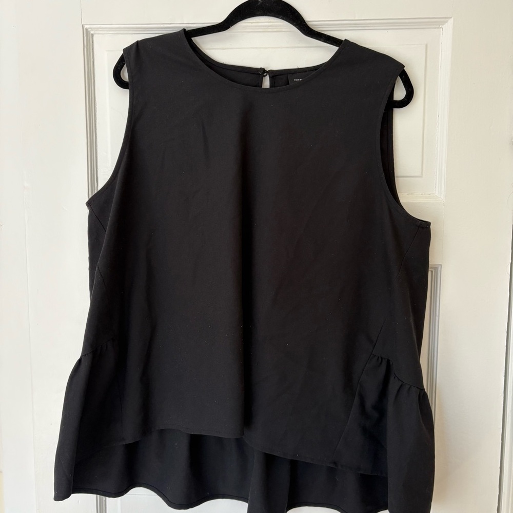 Black Who What Wear Peplum Top in XXL